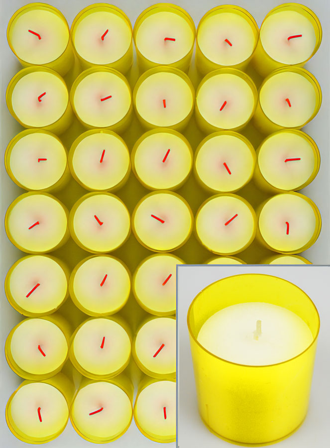 12 Bougies Votives - Veilleuses Jaunes - 20h (pic 2)