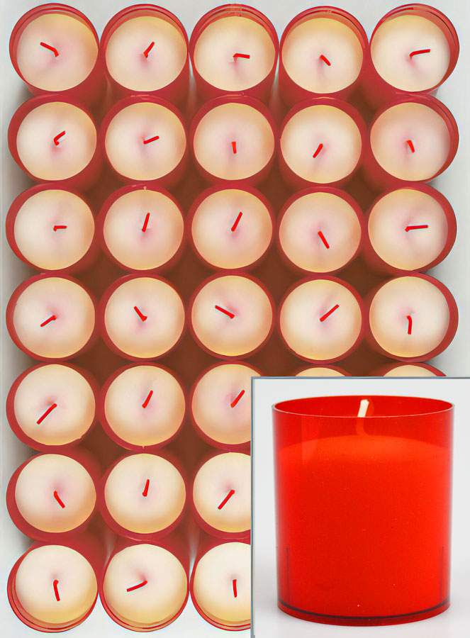 12 Bougies Votives - Veilleuses Rouges - 20h (pic 1)