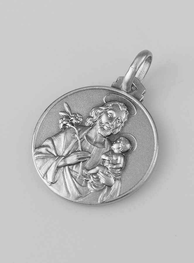 Médaille Saint Joseph en Argent Massif - 18mm (pic 2)