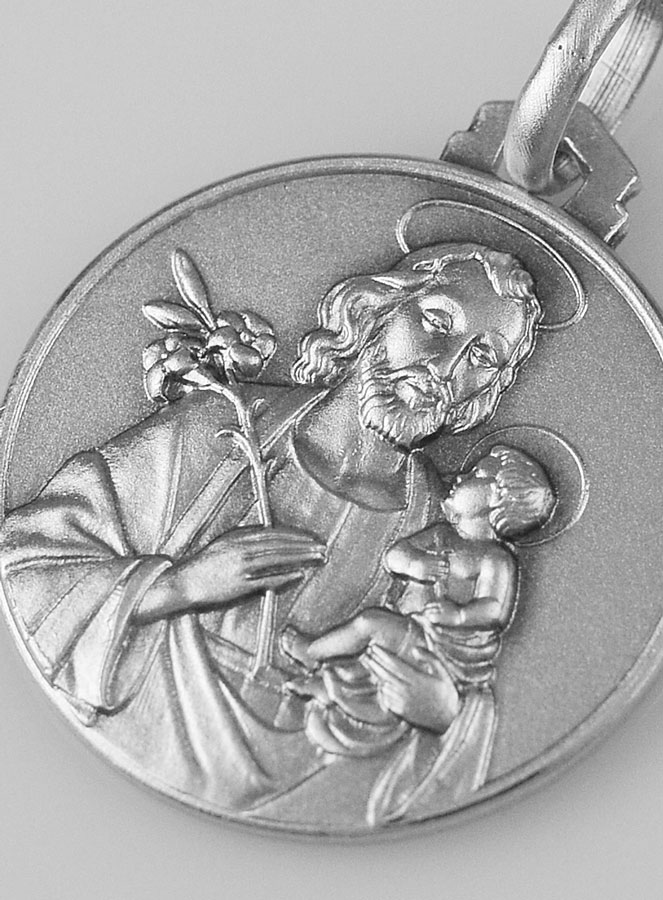 Médaille Saint Joseph en Argent Massif - 18mm (pic 4)