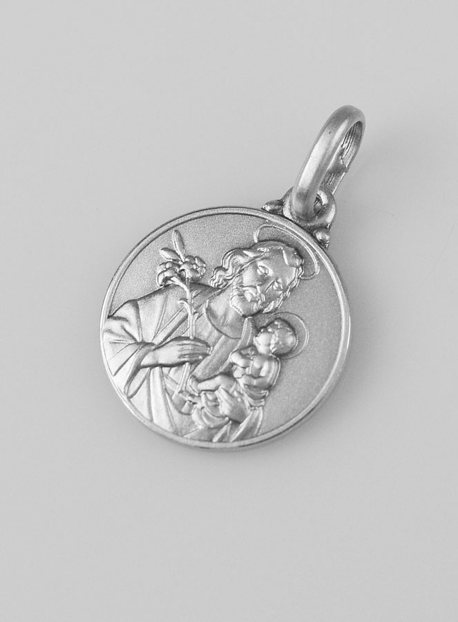 Médaille Saint Joseph en Argent Massif - 14mm (pic 2)