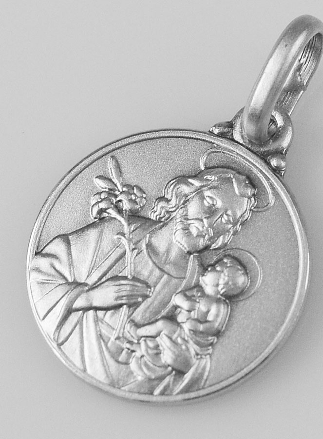 Médaille Saint Joseph en Argent Massif - 14mm (pic 4)