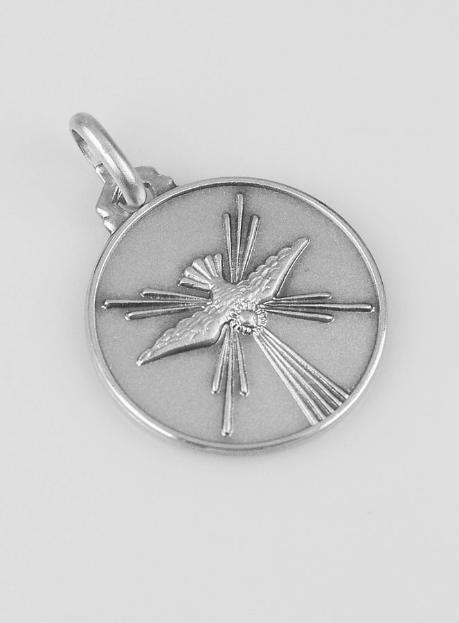 Médaille Colombe de l'Esprit Saint en Argent Massif - 18mm (pic 2)