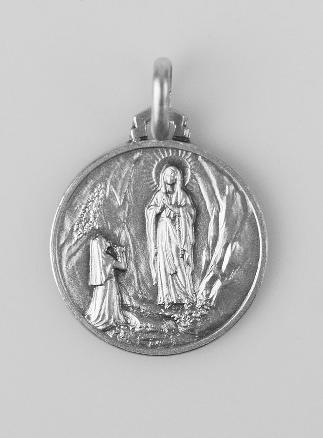 Médaille Notre Dame de Lourdes en Argent Massif - 18mm (pic 1)