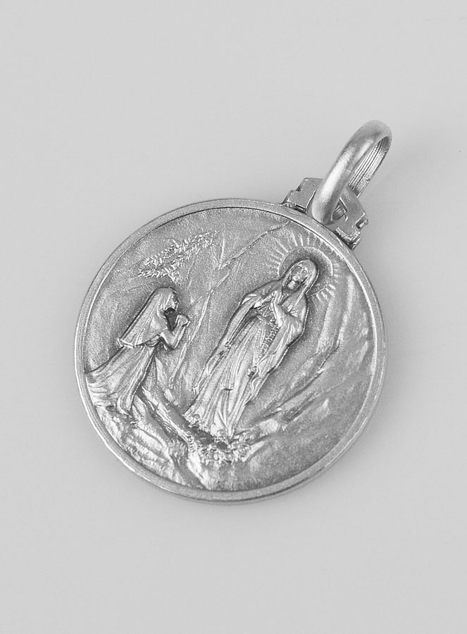 Médaille Notre Dame de Lourdes en Argent Massif - 18mm (pic 2)