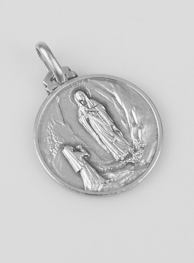 Médaille Notre Dame de Lourdes en Argent Massif - 18mm (pic 3)