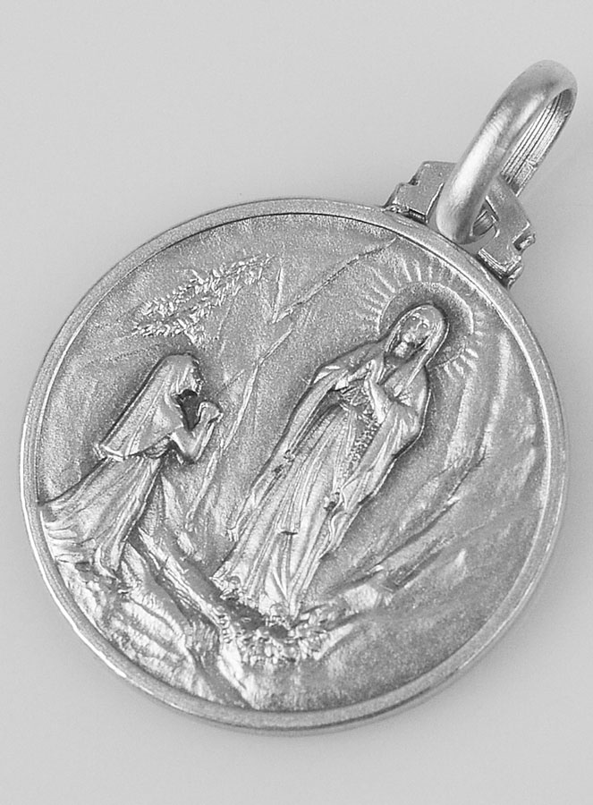 Médaille Notre Dame de Lourdes en Argent Massif - 18mm (pic 4)