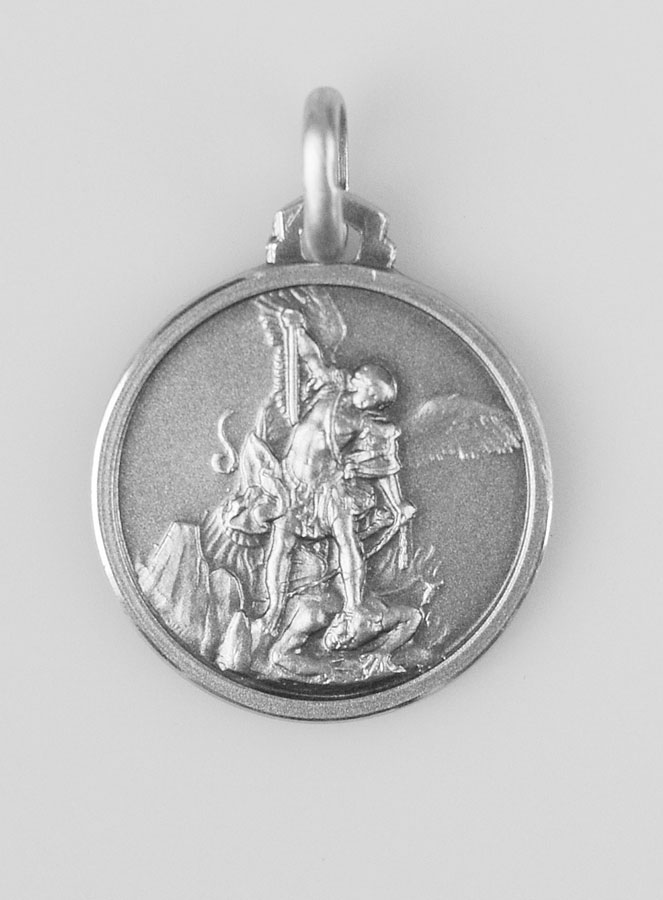 Médaille Saint Michel en Argent Massif - 18mm (pic 1)