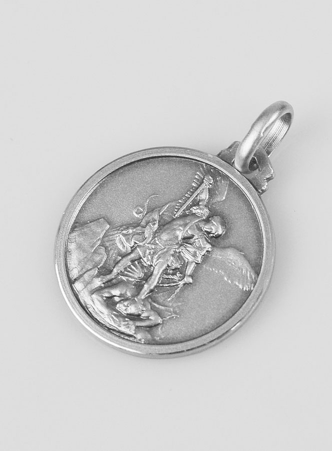 Médaille Saint Michel en Argent Massif - 18mm (pic 2)