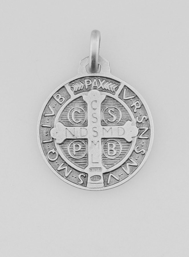 Médaille Saint Benoit en Argent Massif - 18mm (pic 3)