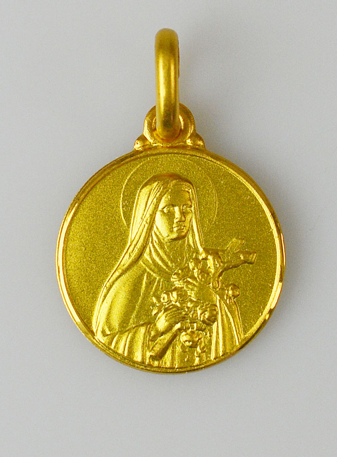 Médaille Sainte Thérèse en Plaqué Or - 14mm (pic 1)