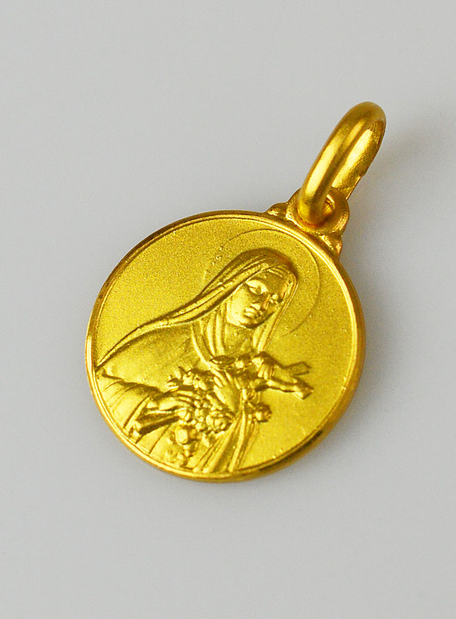 Médaille Sainte Thérèse en Plaqué Or - 14mm (pic 2)