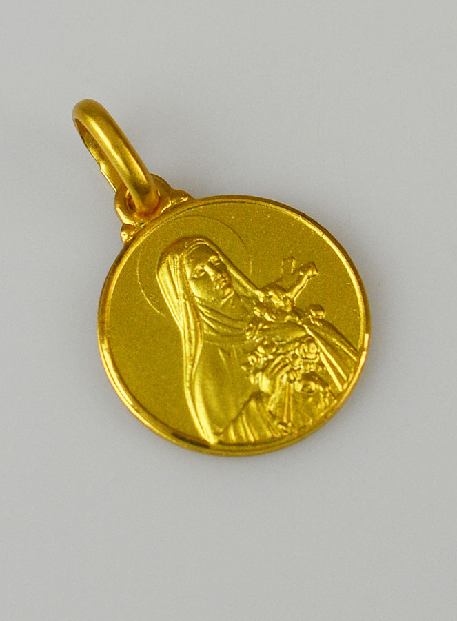 Médaille Sainte Thérèse en Plaqué Or - 14mm (pic 3)