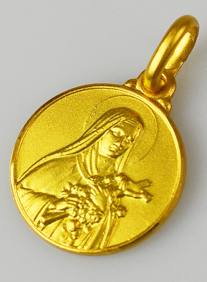 Médaille Sainte Thérèse en Plaqué Or - 14mm (pic 4)