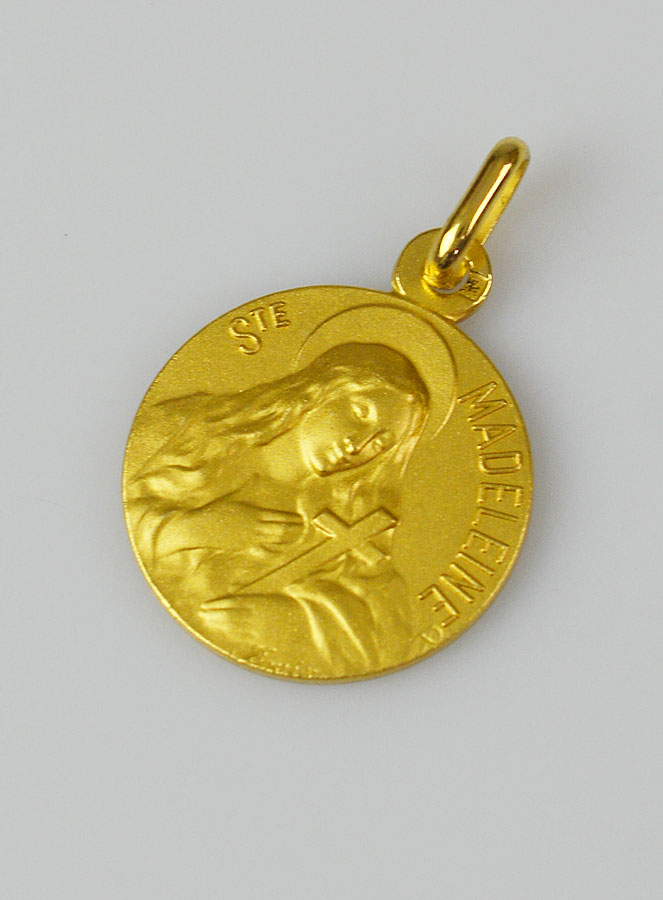 Médaille Sainte Marie-Madeleine en Plaqué Or - 18mm (pic 2)