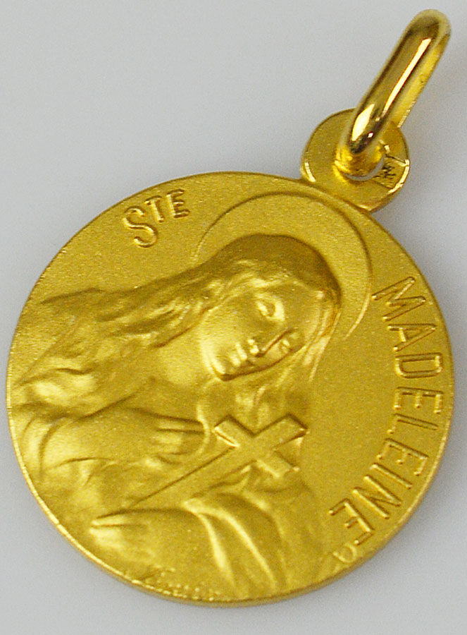 Médaille Sainte Marie-Madeleine en Plaqué Or - 18mm (pic 3)