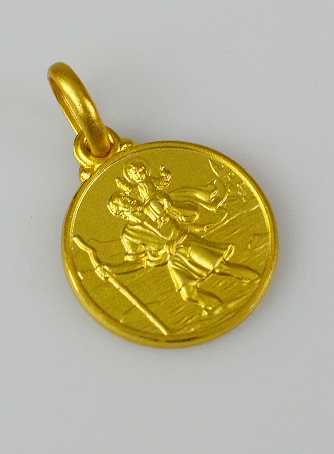 Médaille Saint Christophe en Plaqué Or - 14mm (pic 3)