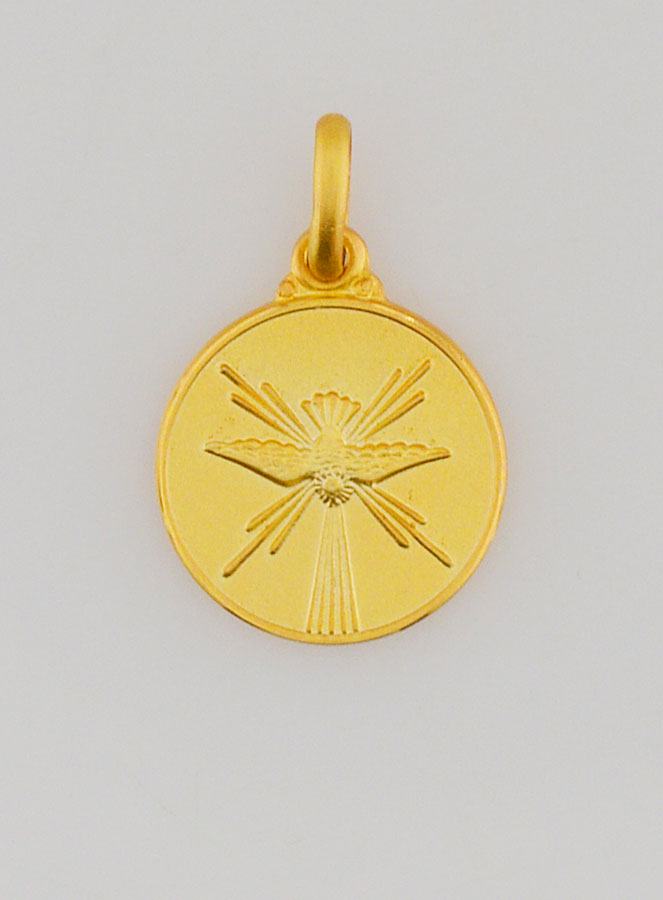 Médaille Colombe Esprit Saint en Plaqué Or - 14mm (pic 1)