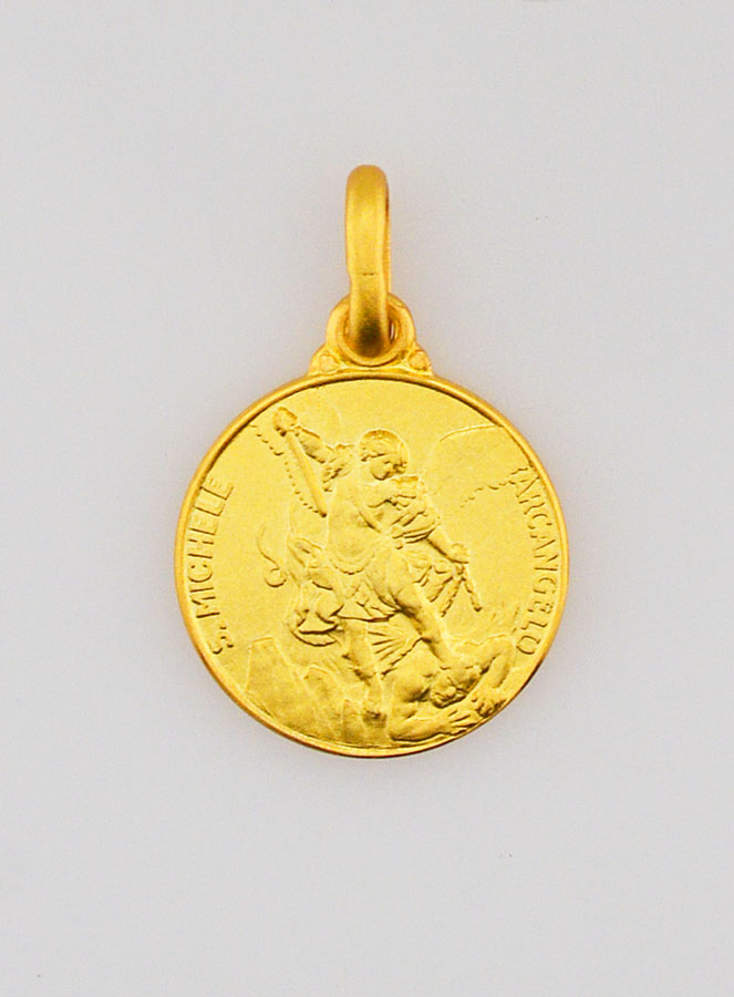 Médaille Saint Michel Archange en Plaqué Or - 14mm (pic 1)