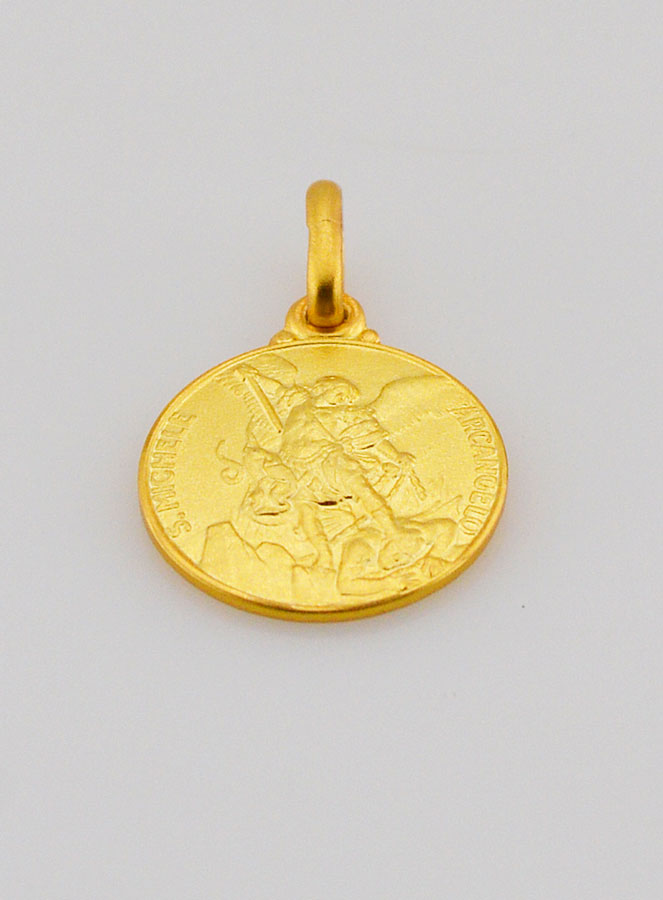 Médaille Saint Michel Archange en Plaqué Or - 14mm (pic 2)
