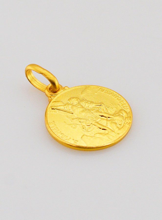 Médaille Saint Michel Archange en Plaqué Or - 14mm (pic 3)