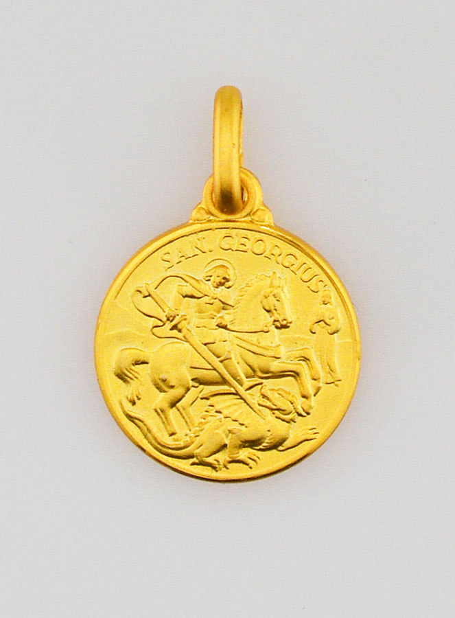 Médaille Saint Georges en Plaqué Or - 14mm (pic 1)