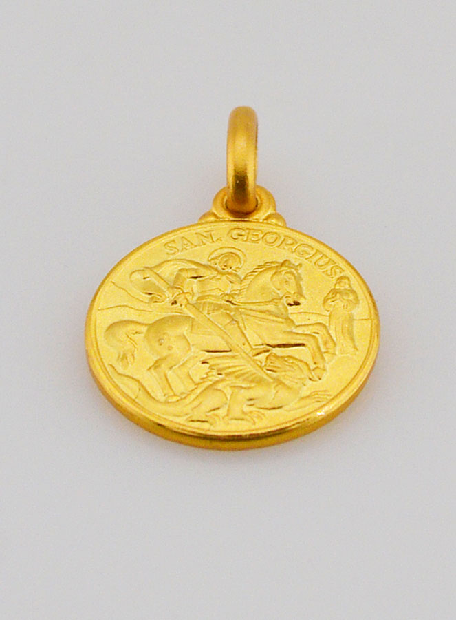 Médaille Saint Georges en Plaqué Or - 14mm (pic 2)