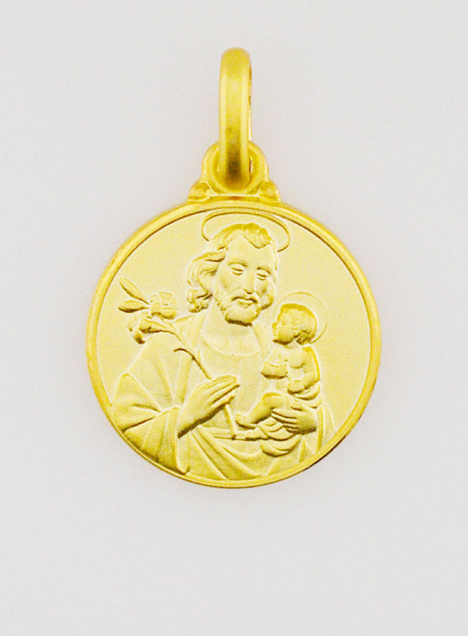 Médaille Saint Joseph en Plaqué Or - 14mm (pic 1)