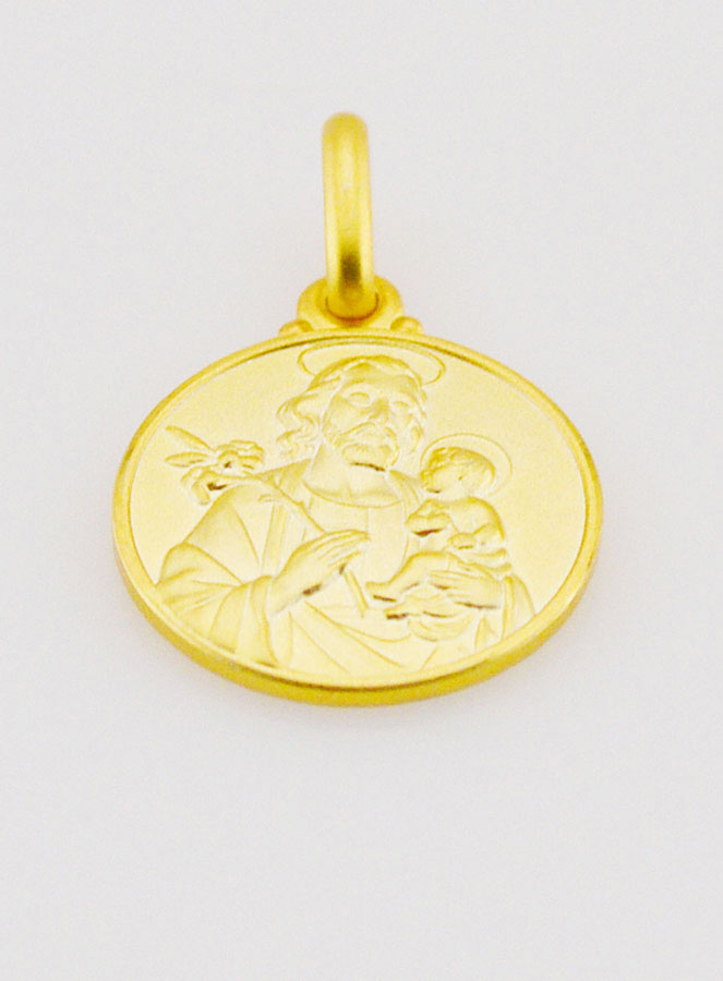 Médaille Saint Joseph en Plaqué Or - 14mm (pic 2)