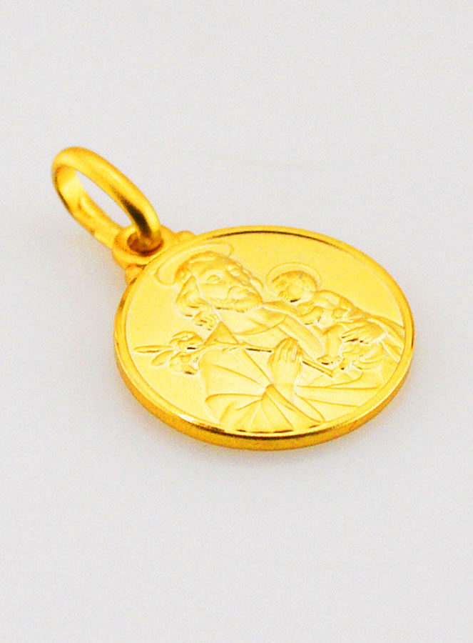 Médaille Saint Joseph en Plaqué Or - 14mm (pic 3)