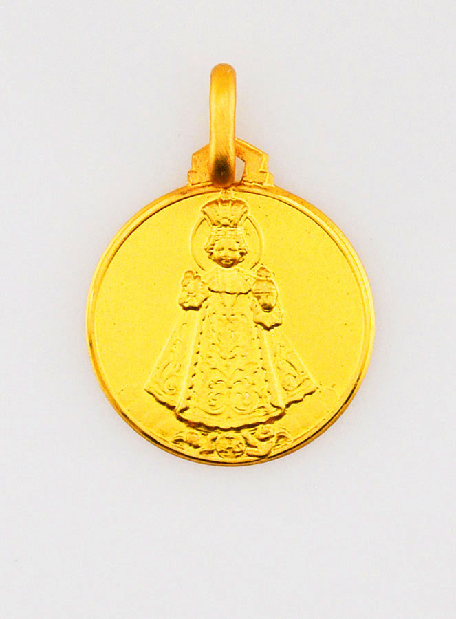 Médaille Enfant Jésus de Prague en Plaqué Or - 16mm (pic 1)