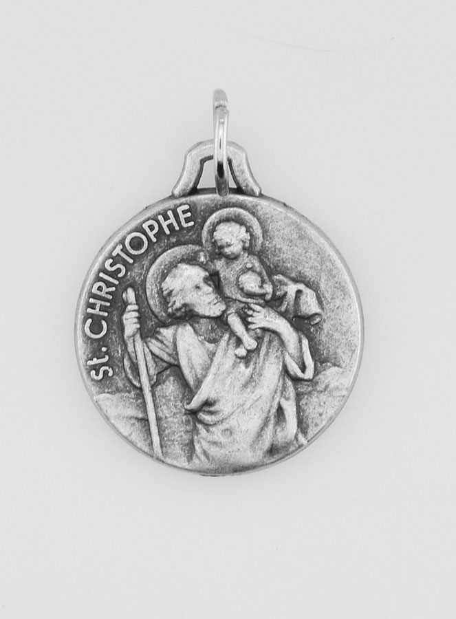 Médaille Saint Christophe en Métal Argenté - 18mm (pic 1)