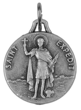 Médaille Saint Expédit en Métal Argenté - 18mm (pic 1)