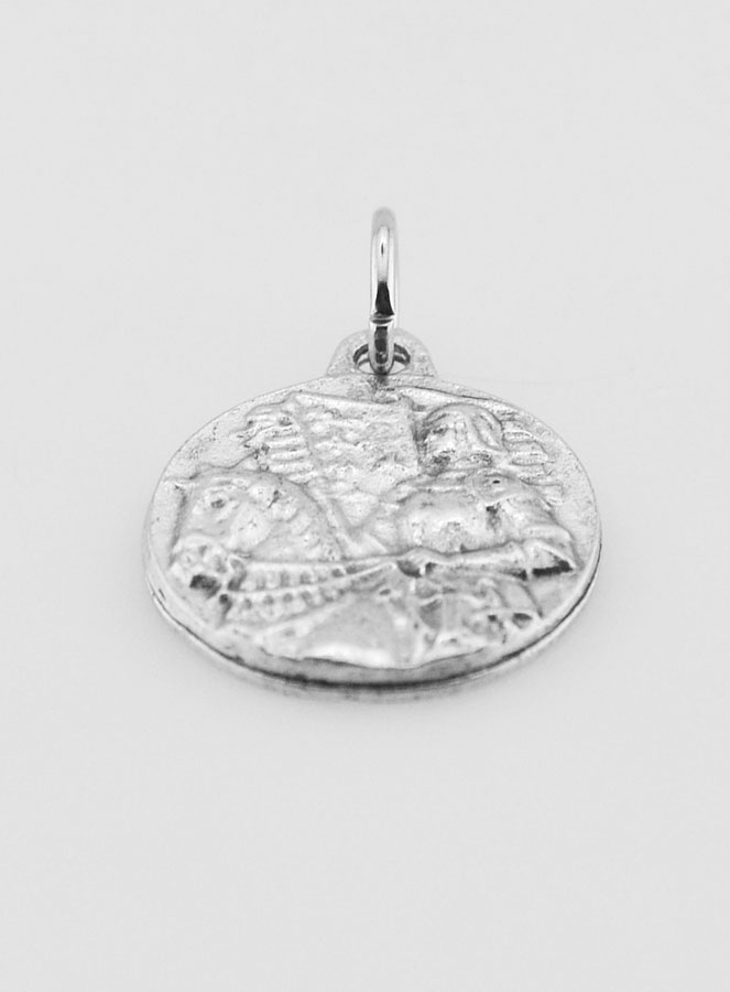 Médaille Sainte Jeanne d'Arc en Métal Argenté - 18mm (pic 2)