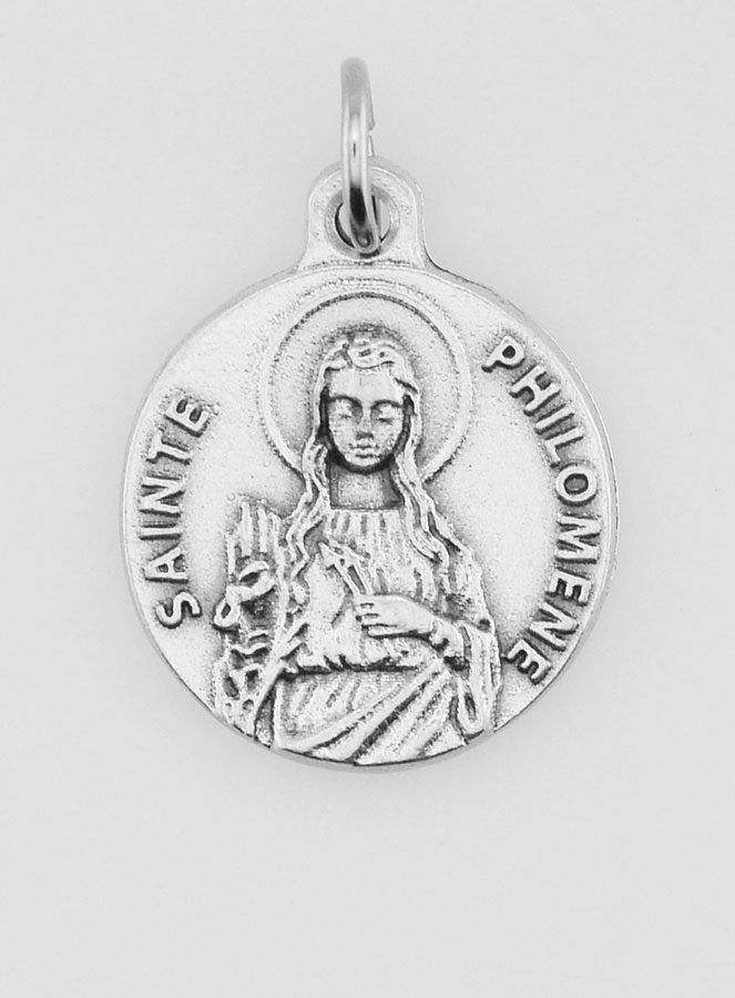 Médaille Sainte Philomène en Métal Argenté - 18mm (pic 1)