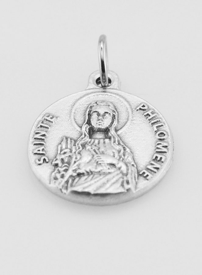 Médaille Sainte Philomène en Métal Argenté - 18mm (pic 2)