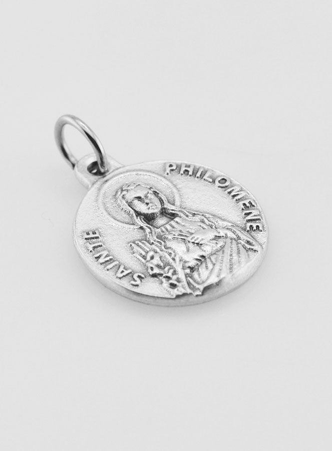 Médaille Sainte Philomène en Métal Argenté - 18mm (pic 3)