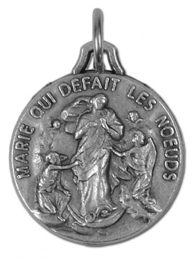 Médaille Marie qui Défait les Noeuds en Métal Argenté - 18mm (pic 1)