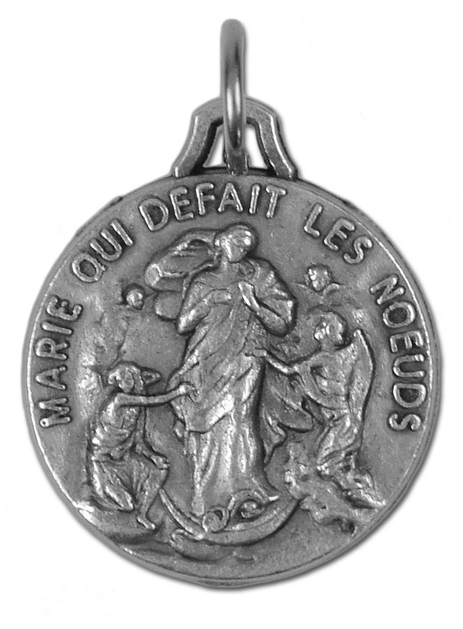 Médaille Marie qui Défait les Noeuds en Métal Argenté - 18mm (pic 2)