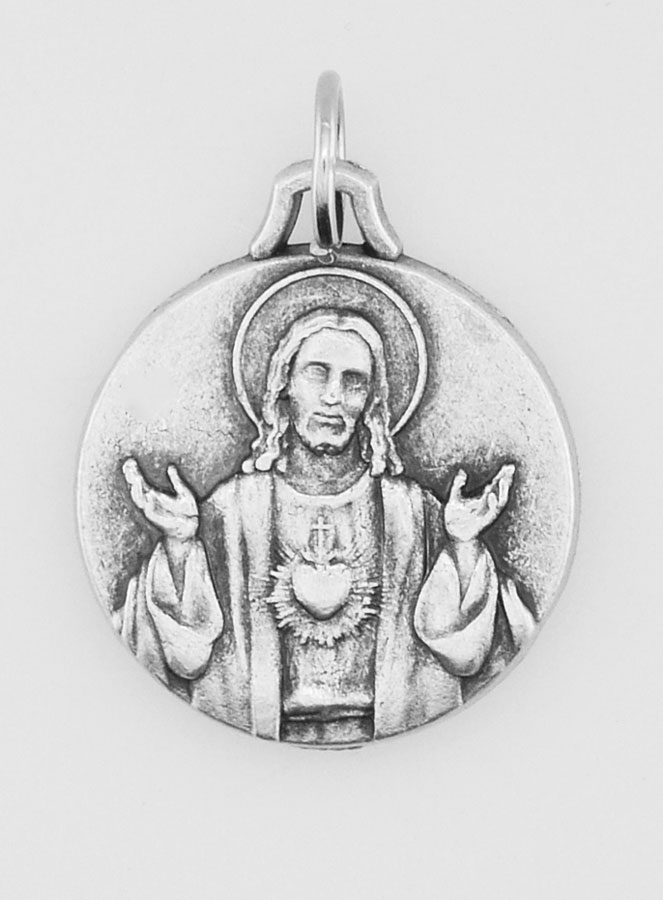 Médaille Sacré Coeur de Jésus en Métal Argenté - 18mm (pic 1)