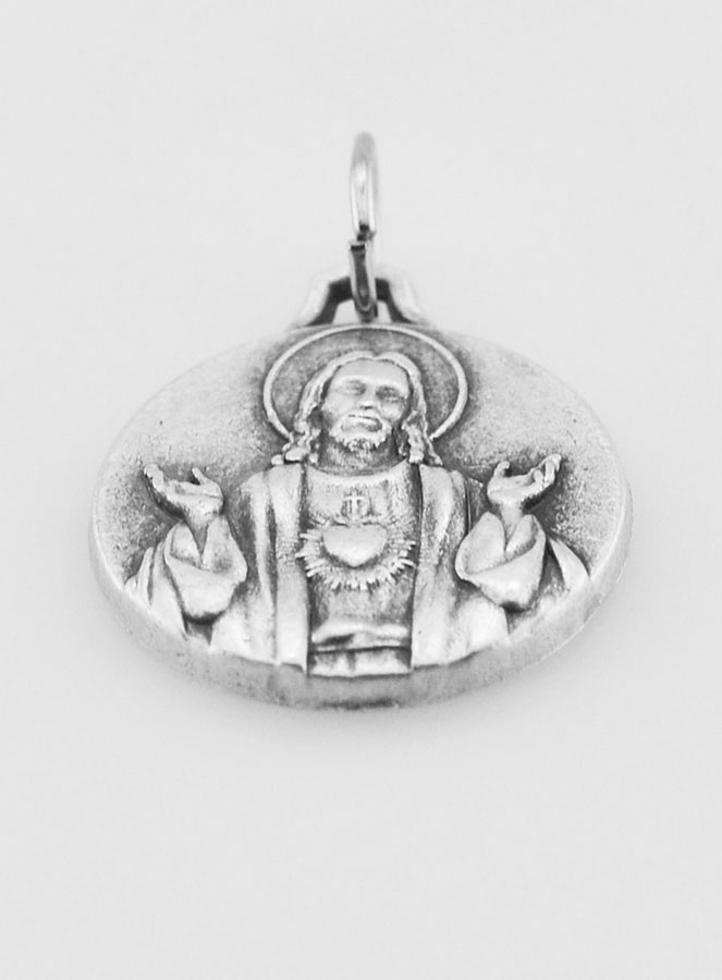 Médaille Sacré Coeur de Jésus en Métal Argenté - 18mm (pic 2)