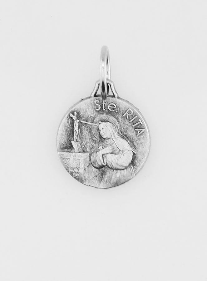 Médaille Sainte Rita en Métal Argenté - 12mm (pic 1)