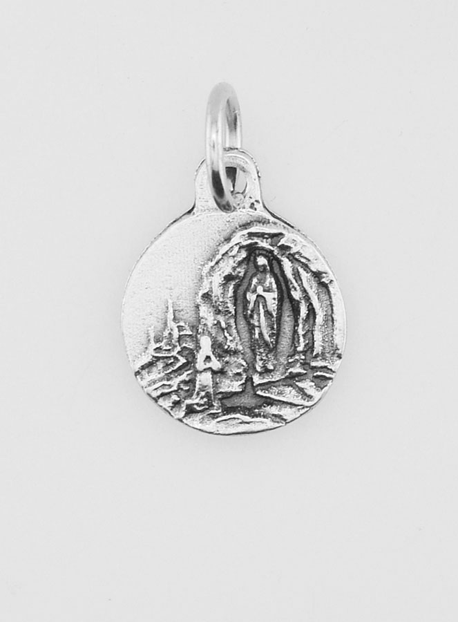 Médaille Notre Dame de Lourdes en Métal Argenté - 12mm (pic 1)