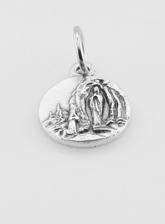 Médaille Notre Dame de Lourdes en Métal Argenté - 12mm (pic 2)