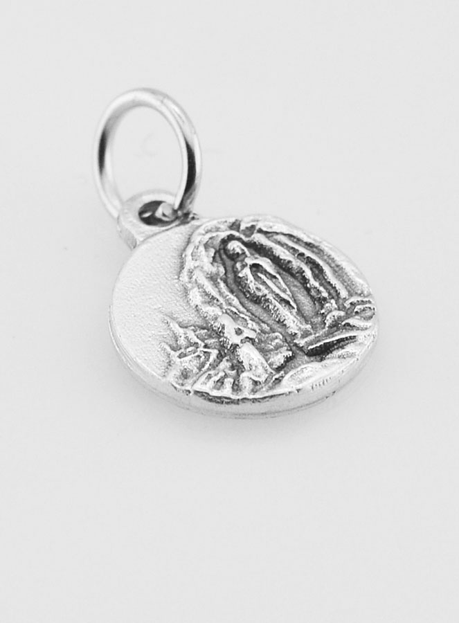 Médaille Notre Dame de Lourdes en Métal Argenté - 12mm (pic 3)