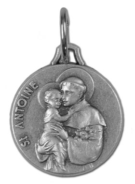 Médaille Saint Antoine en Métal Argenté - 14mm (pic 1)