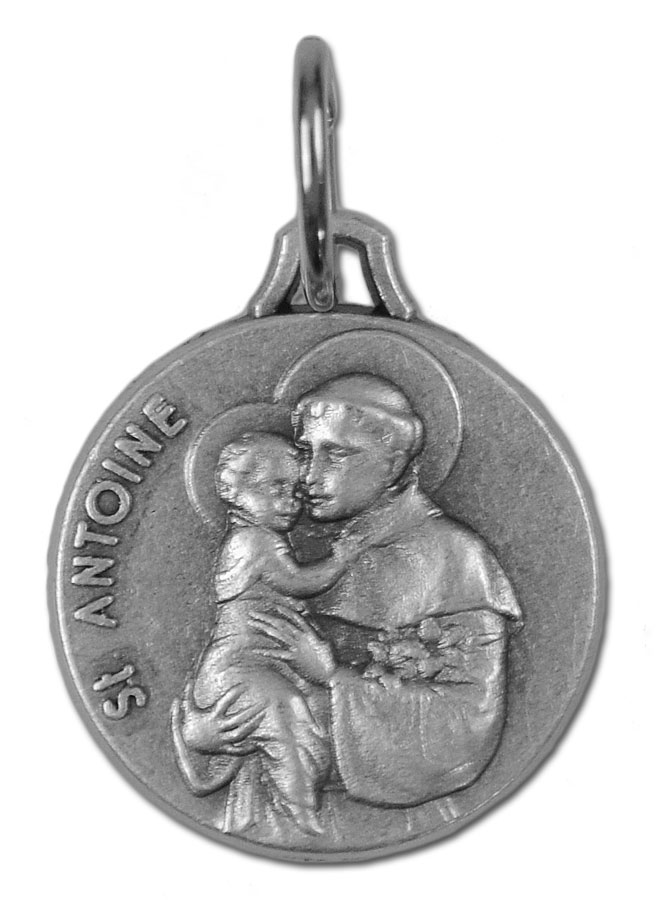 Médaille Saint Antoine en Métal Argenté - 14mm (pic 2)