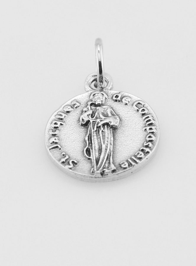 Médaille Saint Jacques en Métal Argenté - 14mm (pic 2)