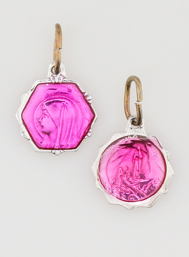 Médaille Vierge Marie 11mm - Rose Fushia (pic 1)