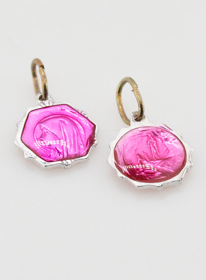 Médaille Vierge Marie 11mm - Rose Fushia (pic 2)
